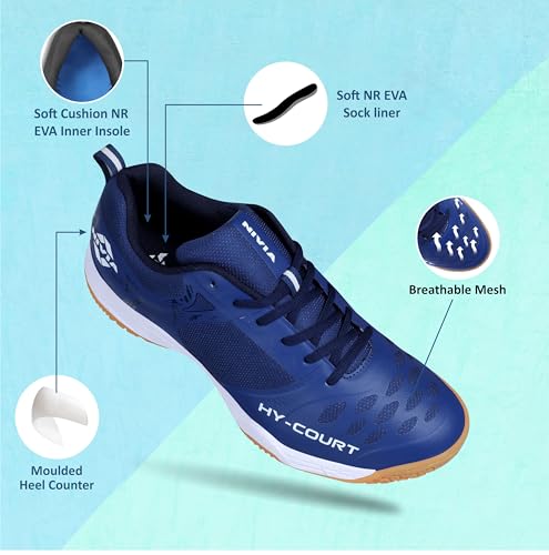 Image of NIVIA HY-Court 2.1 Badminton Shoes for Men | Ultimate Footwear for Court Mastery | Padel Shoes | Pickleball Shoes | Non-Marking Court Shoes | Unleash Your Full Court Potential | (Navy Blue /Red /Yellow /Black)