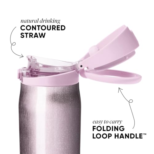 Image of Simple Modern Water Bottle with Straw & Handle | 30oz | Cateye | Mesa Loop Insulated Water Bottle for School, Sports, Travel | Leak Proof, Stainless Steel | Strawberry Milk Cateye