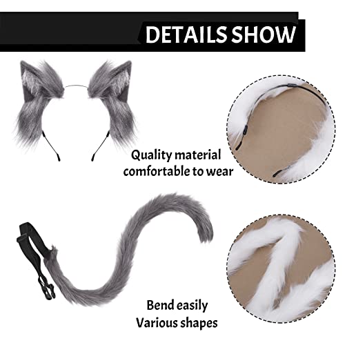 JIAHG Halloween Kostüme Plüsch Katzenohren katzenschwanz Cosplay Set katzenschwanz und Ohren Katzenohren Ohren Haarspange Headwear Damen Halloween Fasching Karneval Cosplay Frauen