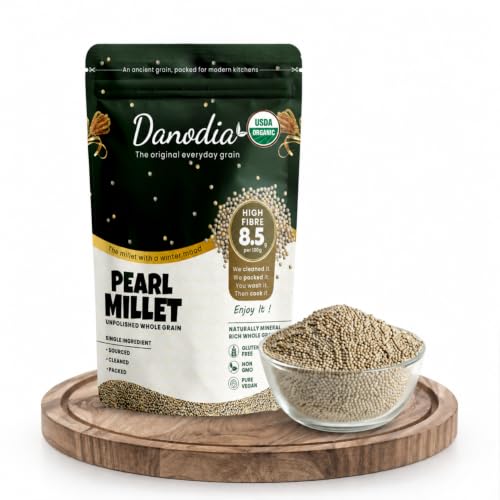 Danodia Foods USDA Organic Pearl Millet Bajra Grain, Gluten-Free, 2 lb Pack