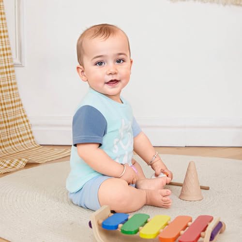 Baby Boy Summer Clothes Letter Contrast Short Sleeve T-shirt Top and Elastic Shorts 2 Pcs Set Toddler Infnat Outfit4