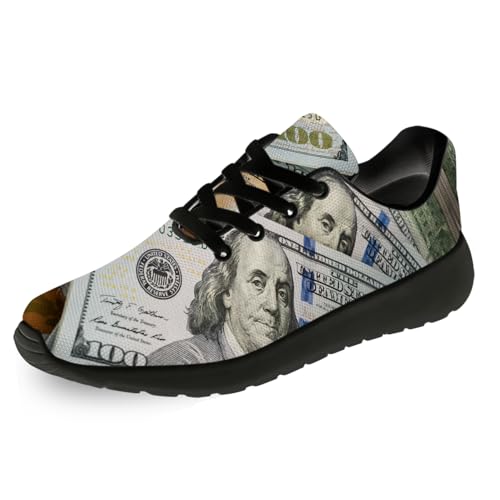 Funny Dollar Print Shoes Mens Womens Lightweight Gym Tennis Running Shoes Walking Athletic Sneakers Gifts for Men Women