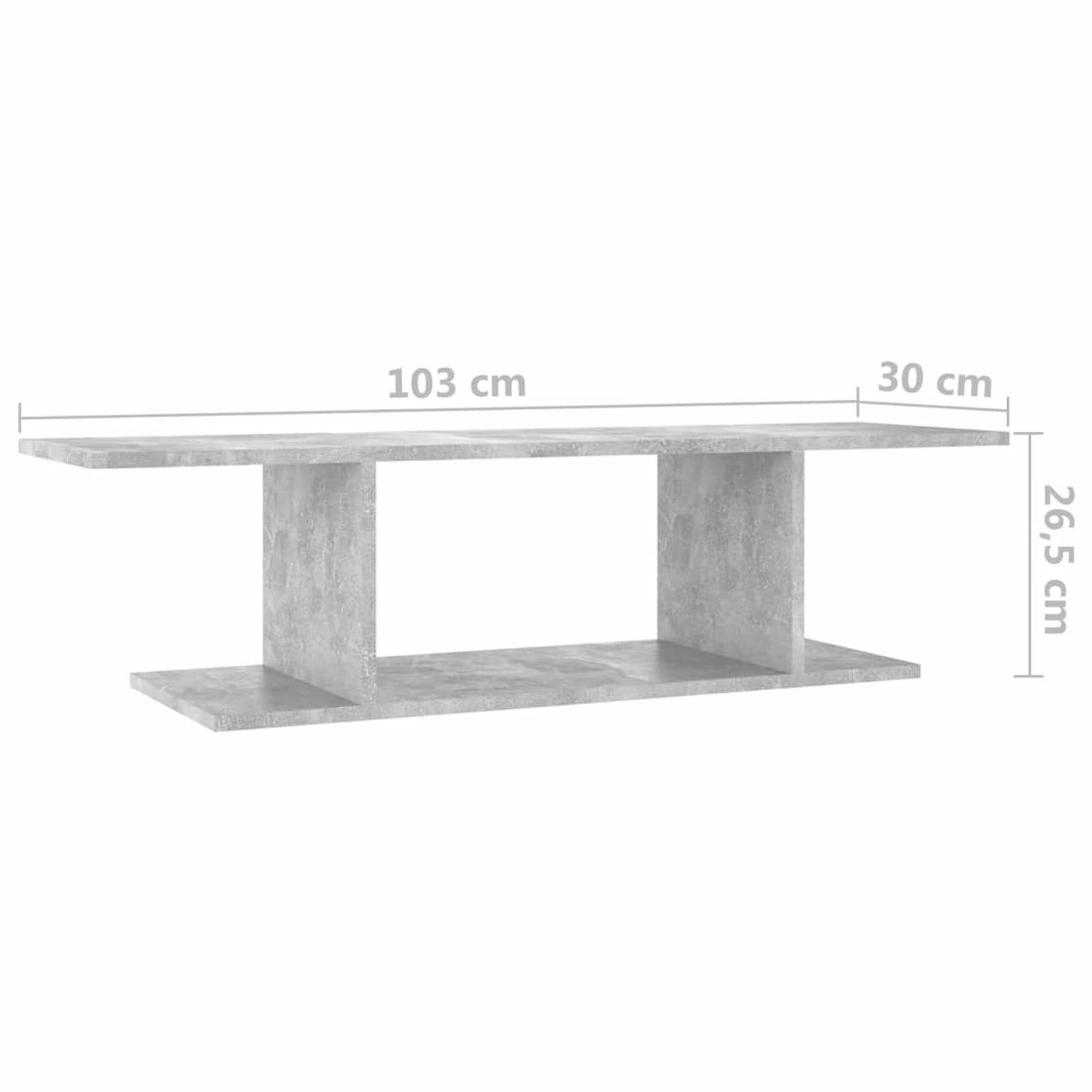 Armadietto a Parete per TV Grigio Cemento 103x30x26,5 cm,Armadietto da Parete per TV,Pareti Attrezzate,Mobile TV Soggiorno Moderno