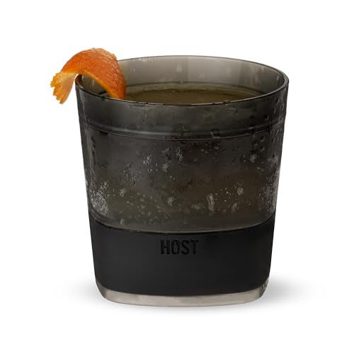 Image of Host Freeze Cooling cup, Old Fashioned Glass with Silicone band for Bourbon, Scotch, and Whiskey, whisky gifts for men, Set of 1, Smoke