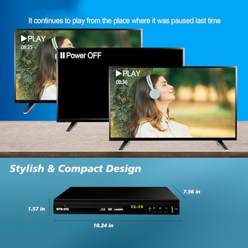 HD 1080P HD Blu-Ray DVD-Player für Fernseher mit HDMI/AV/Koaxialausgang, USB-Eingang, Multimedia-Disc-Wiedergabe, Wiedergabe aller DVDs und Region A 1 Blu-Rays für Zuhause – Bild 8