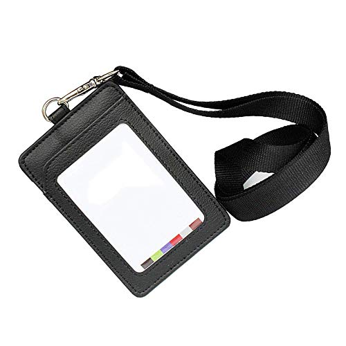 Estojo de couro porta-crachá com cordão para funcionário, crachá de controle de acesso, cartão de tr