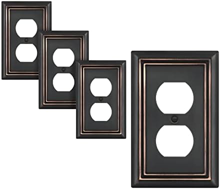 DEWENWILS 4-Pack Duplex Wall Plate, Metal Wall Outlet Cover for Receptacle, Light Switch, Aged Bronze