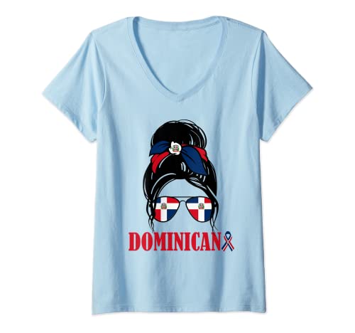 Mujer Dominicana Girl Dominican Republic Flag Women Dominicana Camiseta Cuello V