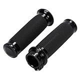 [GNAcs]バイク グリップ ハンドル 1インチ 交換 アルミ スロットル アクセル アメリカン オフロード スクーター 交換手順書提供可能 簡単 (ブラック)