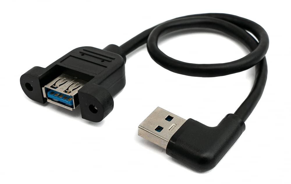 System-S Cavo Adattatore USB 3.0 Con Angolo 90° – Femmina A Maschio, 23 Cm, Connettore Orientato Verso L'Alto, Colore Nero - 2