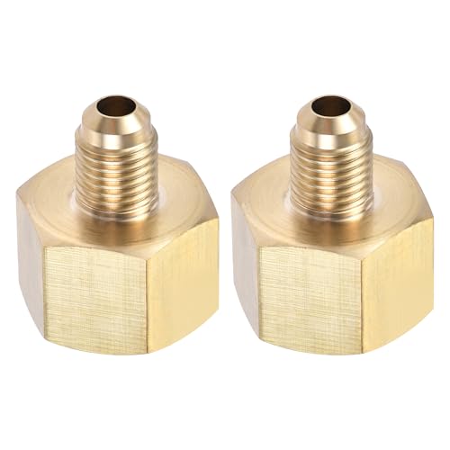 Image of YOKIVE 2 Pcs Pipe Fitting, Brass Tube Adapter Connector, Great for Hydraulic Applications (1 /4 SAE Flare Male & 1 /2 SAE Female)