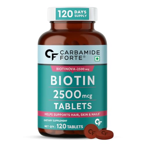 Carbamide Forte Biotin 2500mcg for Hair Growth | Biotin Supplement for hair skin and nails | Hair Vitamins for Men & Women | 120 Tablets