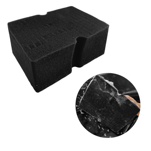 SHMZK Car Wash Sponge, Large Scratch-Free Cross Cut Sponge for Soap and Rinseless Washing, Durable Ultra Soft Foam Grid Extra Absorbent Car Cleaning Sponge Pad, Car Accessories (Black)