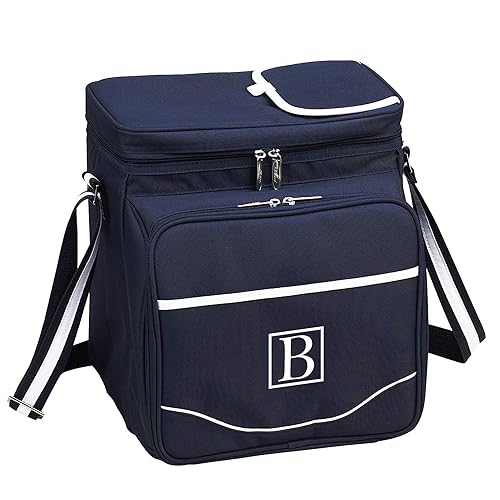 Picnic at Ascot Personalized Monogrammed Insulated Picnic Basket/Cooler Equipped with Service for 2- Designed, Assembled & Quality Approved in The USA
