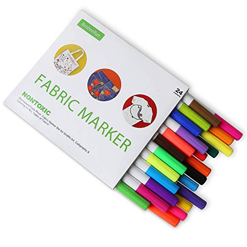 Rotuladores de tela, 24 unidades,Permanentes,no tóxicos