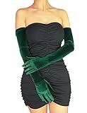 XXDingbs Women's 24 Inches Long Velvet Gloves for Wedding Opera Dinner Party 1920s Gloves Elbow Length Glove Green