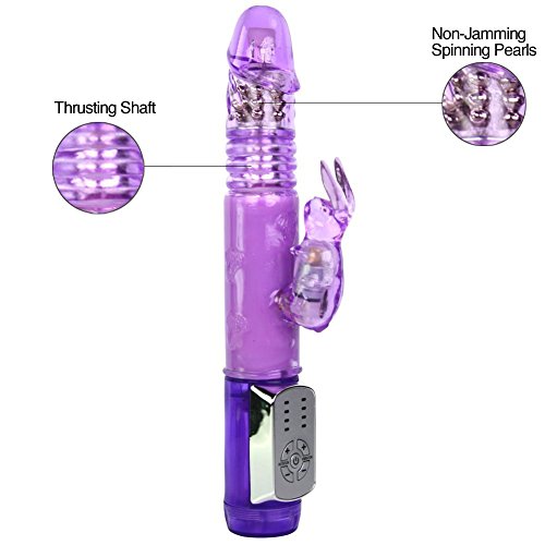 Dual-Action Thrusting Rabbit Vibrator With Rotating Beads, G-Spot & Clitoral Stimulation #TOP2