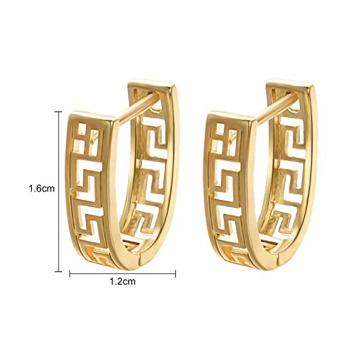 Huggie Hoop Greek Earrings For Women Unique 14K Gold Plated Cutout and 14K White Gold Plated Cutout U Shaped Earrings Greek Jewelry2