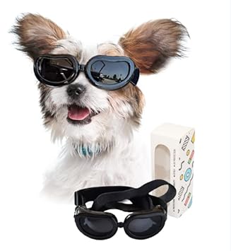 PETLESO Small Pet Sunglasses Goggles Doggles for Cats Small Dogs, Black