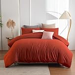 Soifox Super King Duvet Cover Set - Burnt Orange Bedding Set Superking Size Bed with Zipper Closure, Soft Microfiber Quilt Cover with 2 Pillowcases