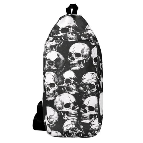 Sac à dos bandoulière crânes morts au design gothique multicolore effrayant et compact