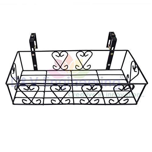 D&V ENGINEERING - Creative in innovation Metal Railings Pot Stand/Flower Plant Display Stand for Multiple Plants Balcony (Adjustable Hanger - Black)