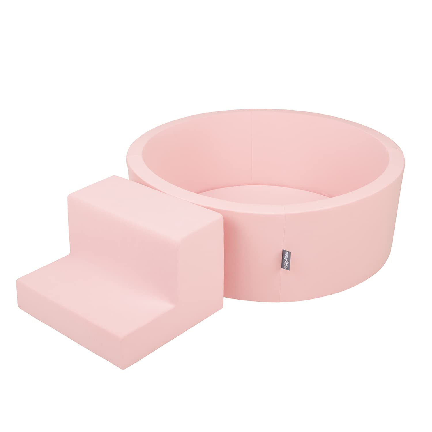 KiddyMoon Area di Gioco in Schiuma con Tondo Piscina di Palline (100 Palline) per Bambini, Rosa:Rosa Chiaro/Perla/Trasparente
