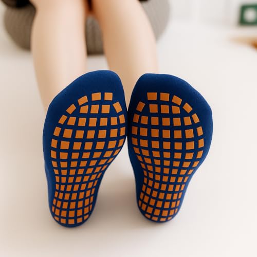 BLUETREE Kids Non-Slip Ankle Socks, Grip Bottom Anti-Skid Socks, 12 Pairs, Ages 2-124