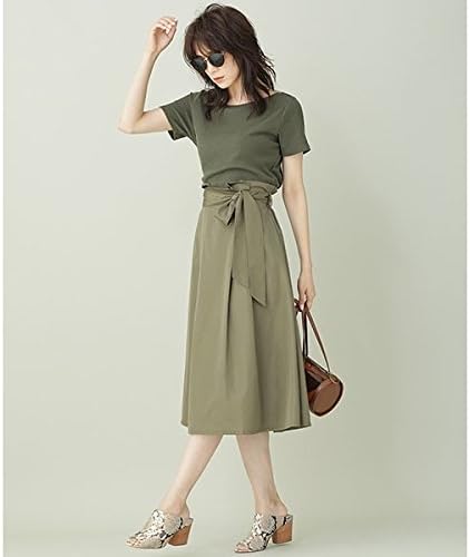 Amazon ナノ ユニバース レディース Nano Universe リブ フレアスカートドッキングワンピ 180カーキ F スカート 通販