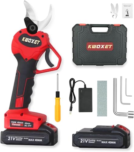 Kwoxet Tijeras de Podar Electricas,2 Pcs, Max 40Mm, Tijeras Para árboles Frutales Con BateríA de...