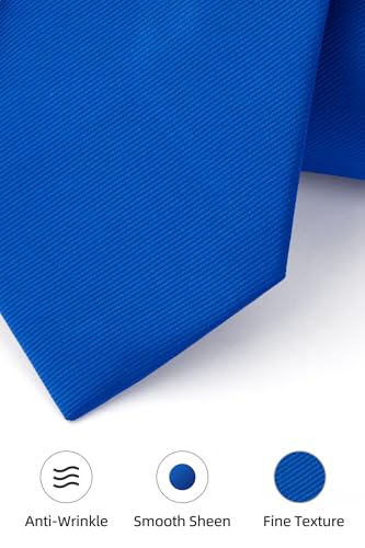 Image of HISDERN Mens Ties Solid Color Ties for Men Formal Necktie with Pocket Square Set Satin Silk Neck Tie Handkerchiefs Set