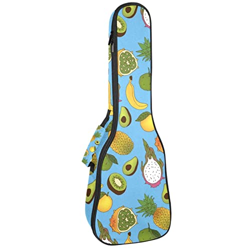 Housse de rangement pour ukulélé concert soprano matelassé motif fruits