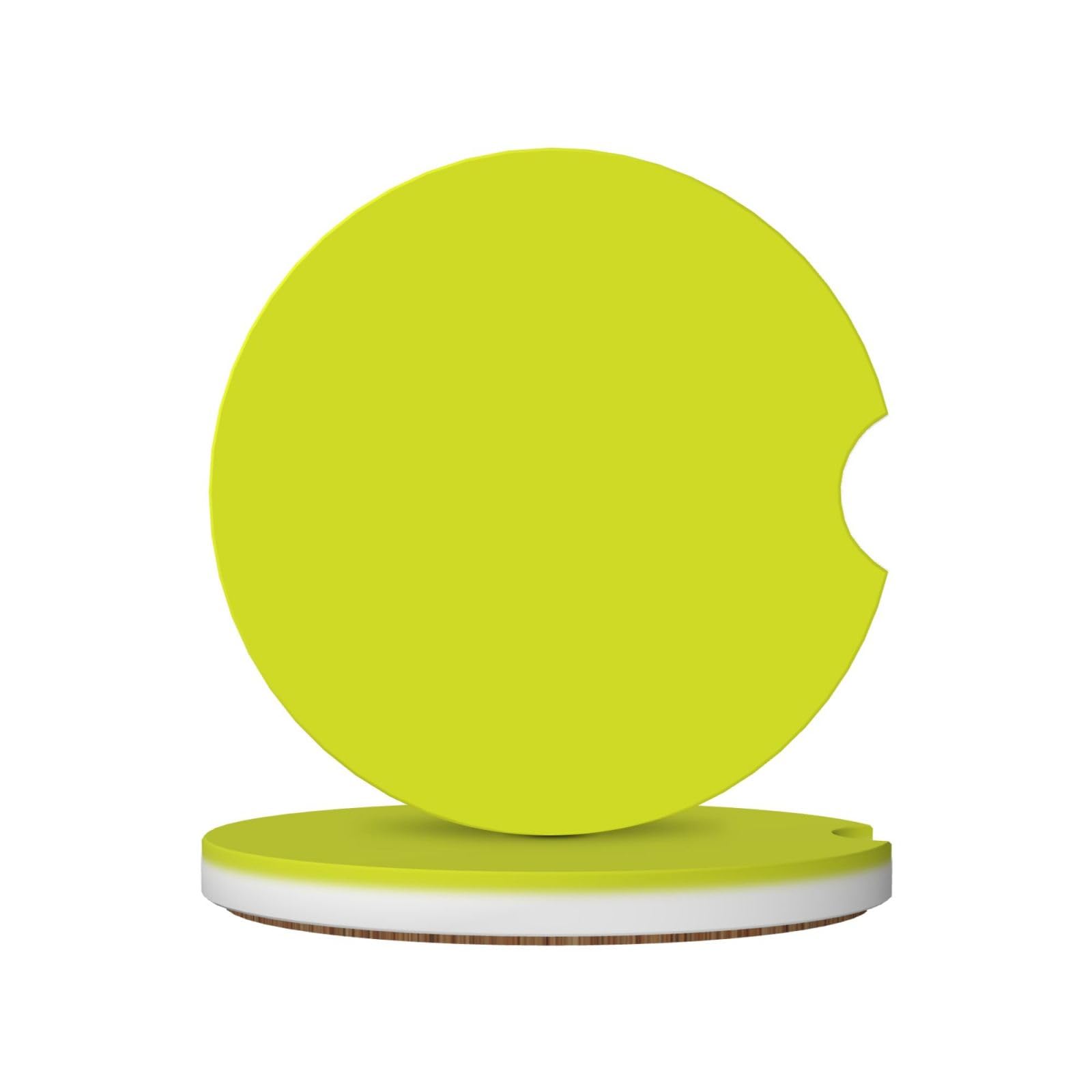 Xiso Ver Yellow Car Cup Coasters 2 Pack Ceramic Cup Holders 2.56" Cork Base Drink Coasters with Finger Notch for Easy Move of Car Cup Holder