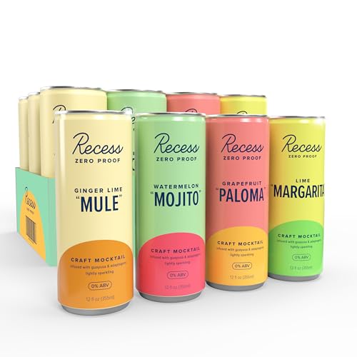 Recess Zero Proof Craft Mocktails, Alcohol Free Drinks, With Adaptogens, Non-Alcoholic Beverage...