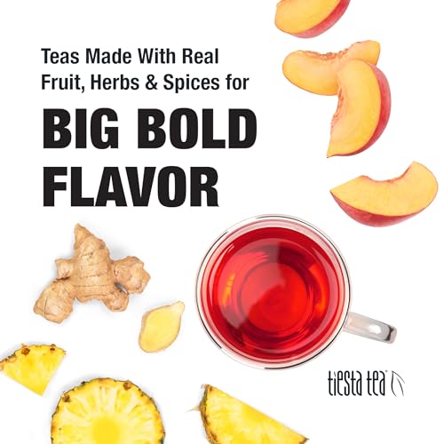 Tiesta Tea - Ginger Sweet Peach, Loose Leaf, Spicy Peach Herbal Tea, Non-Caffeinated Tranquility Blend, Bulk Herbal Leaves with Hibiscus & Cane Sugar, 25 Cups, 2.2 Ounce Resealable Pouch