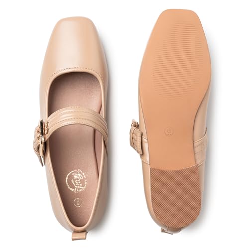 Image of Trary Mary Jane Shoes Women Woven Flats for Women Dressy Ballet Flats Squared Toe Mary Jane Flats Shoes