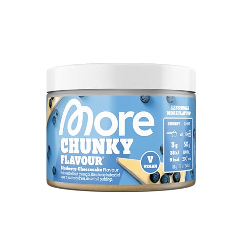 MORE Chunky Flavour, Blueberry Cheesecake, 150 g, vegan, Geschmackspulver zum Süßen, ohne viel Zucker und Kalorien, mit Inulin und Laktase