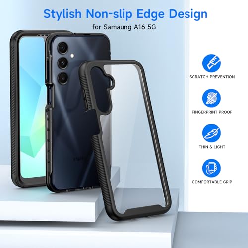 seacosmo for Samsung A16 5G Case, [Built-in Screen Protector] 360 Full Body Rugged Galaxy A17 Case, Shockproof Protective Phone Cover for Samsung Galaxy A16 / A17 /A26 (6.7''), Black by seacosmo - Image 4