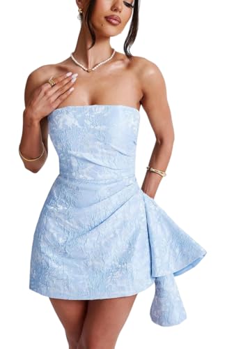 Lace Homecoming Dresses for Teens 2025 Strapless Short Mini Dress with Tail PU189