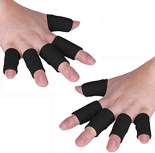 JoyFit - 10 pcs Finger Support, Sleeve, Protector with Soft Comfortable Cushion Pressure for Cricket, Volleyball, Gym, Basketball, Badminton, Baseball, Table Tennis, Boating, Biking, Boating, Cycling