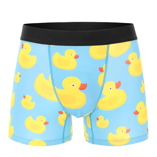 Bibalabili Herren Lustige Boxer Shorts, Witzige Unterwäsche Geschenke, Neuartige Männer Unterhosen ohne Eingriff (DE/NL/SE/PL, Alphanumerisch, M, Regular, Regular, Kleine gelbe Ente)
