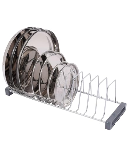 Image of URBAN KRAFT Stainless Steel Modular Kitchen Basket Plate Fixer /Tandem Box Drawer Rack /Plate Organizer for Cabinet - Plate Stand Chrome