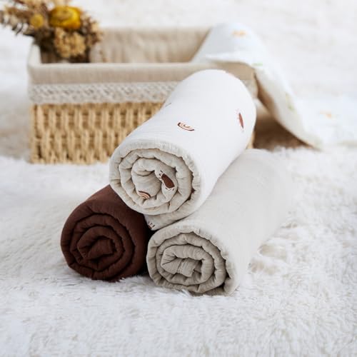 Image of Meracorallo Muslin Swaddle Blanket, 100% Cotton Receiving Blanket Soft and Breathable Swaddle Wrap for Baby Boys and Girls, Brown