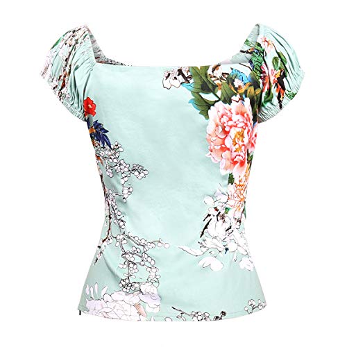 Image of YARN & INK Women's Rockabilly Tops 1950s Pinup Shirt Casual Off Shoulder Vintage Blouse