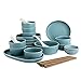 Juego de vajilla de estilo nórdico de 36 piezas para el hogar, simple y creativo juego de vajilla de cerámica con palillos, plato, cuenco, vajilla , regalo , servicio para 8 personas (color: azul osc