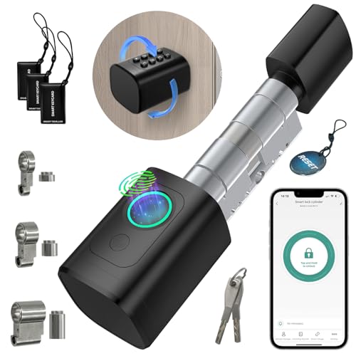 AVATTO Serratura intelligente con impronte digitali e password per porte da 60 – 90 mm, lunghezza cilindro regolabile, con chiave, scheda IC, supporto Smart Life App telecomando