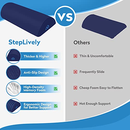 Image of StepLively Foot Rest Ergonomic Pillow for Under Desk at Work, Anti-Fatigue Footrest Support Pillow for Fatigue & Pain Relief, Comfortable for Office Chair, Car Seat & Gaming Chair - Blue, Large