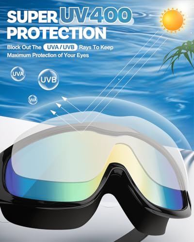 Image of Swim Goggles 2 Pack, Wide View Anti Fog&UV Swimming Goggles for Audlt, No Leak Pool Beach Essentials for Men Women