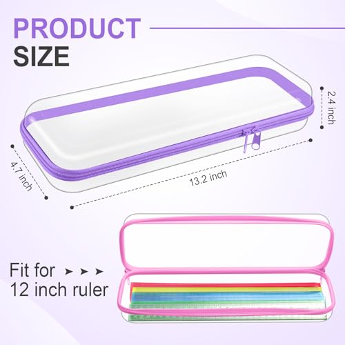 Image of Hoolerry 4 Pcs Hard Clear Zipper Case Makeup Bags Plastic Zipper Pouch Transparent Storage Box Containers for Cosmetics, Snacks, Building Blocks, Puzzles(Clear,13.2 x 4.7 x 2.4 in,Pastel)