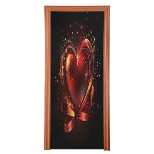 FLildon Love Pattern Valentine's Day Door Cover Decoration, Party Accessory Porch Decor for Festive Ornament Room Door Covers 32 x 79 Inch